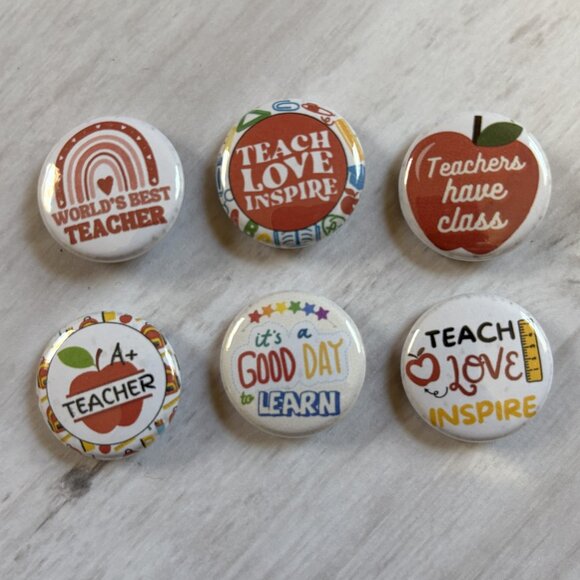 Teacher Pinback Button Set 1" Teacher Appreciation Pins | Teach Love Inspire - Picture 2 of 3